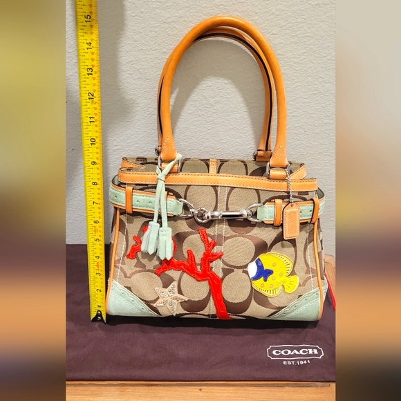 Coach Handbags - Vintage Limited Edition Coach Aquamarine Patchwork Satchel Handbag and Cover Bag